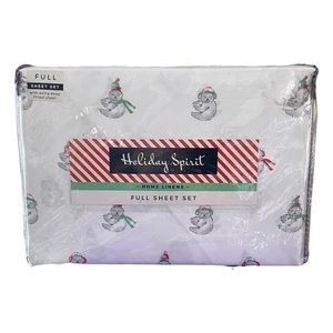 NEW Holiday Spirit Home Linens Full Sheet Set Christmas Holiday Sloth